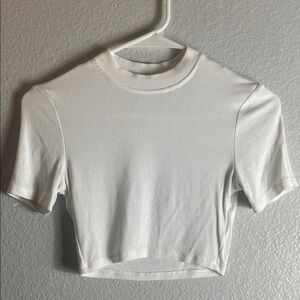 Olivaceous White Ribbed Crop Top